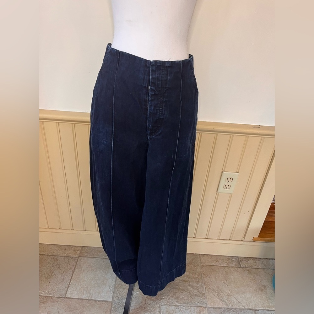 Trendy Goldsign Karla Women Denim Moari Dark Wash High Rise Wide Leg Jeans Sz 27